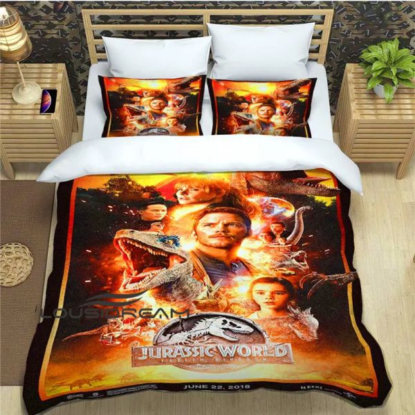 Cuscino Jurassic Park Movie 3D Stampa 3D Dinosauro da letto da letto a 3 pari Set di coperture per piumone extra grandi