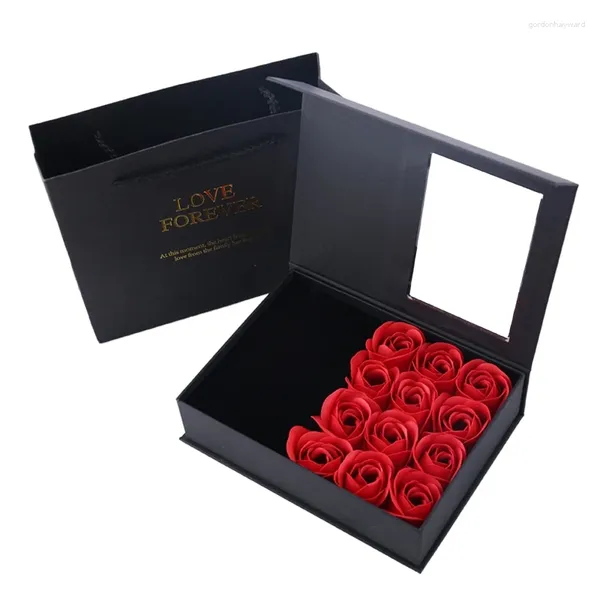 Мешочки для ювелирных изделий Forever Love Box Бессмертный цветок розы Окно Подарочное кольцо Серьги Подвеска Ожерелье Органайзер