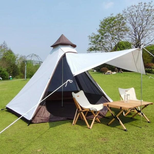 Tendas e abrigos ao ar livre 4 Temporada Camadas Duplas 12FTx10FTx8FT Yurt Tenda Camping Teepee À Prova D 'Água Adulto Tipi para Família