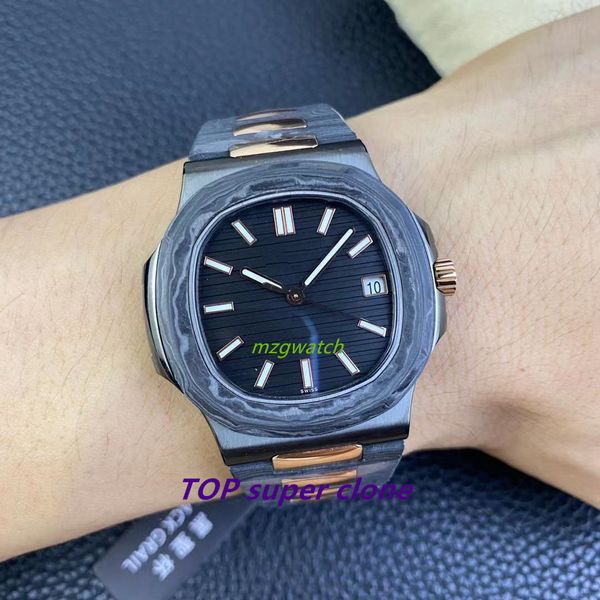 Diw Fabrika 5711 Mens Cal.324 Mekanik Hareket Karbon Fiber Kabuk Çapı 40mm Siyah Dial Safir Kristal Cam Süper Ayakkar Su Geçirmez