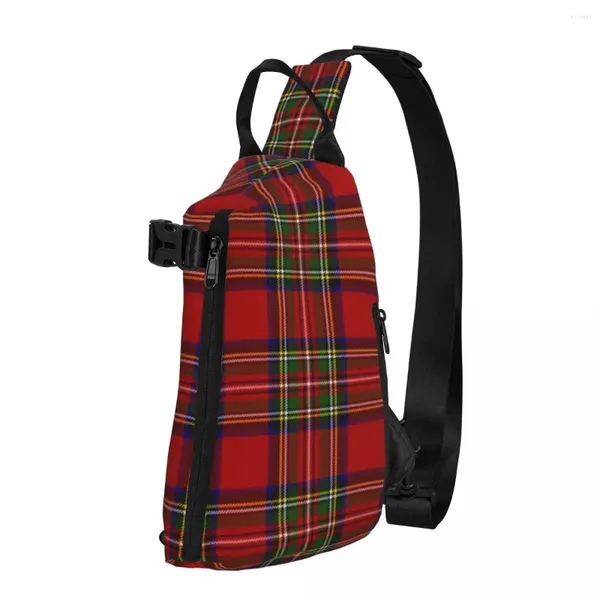 Рюкзак Классические клетчатые сумки на ремне в клетку Royal Stewart с шотландским узором Веселая нагрудная сумка Деловая поездка Слинг для тренировок Маленький с принтом
