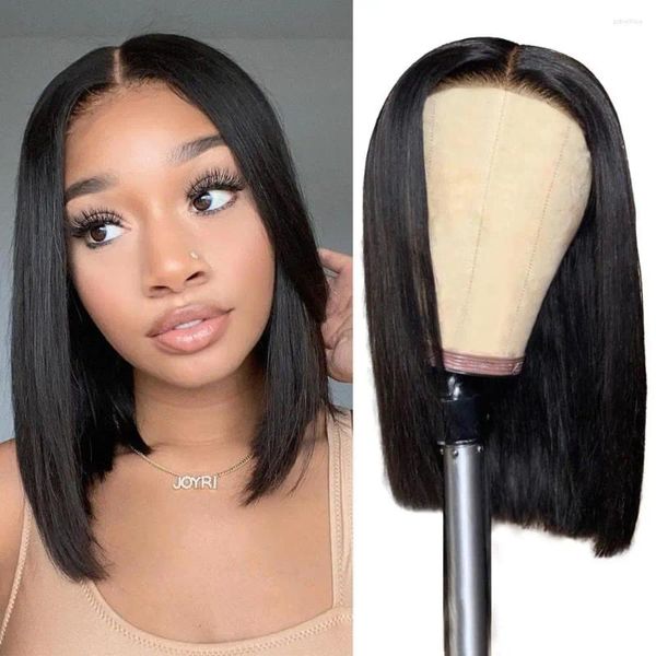 4x4 Bob Peruca Cabelo Humano HD Lace Front Wigs Fechamento Curto Para Mulheres Negras Frontal