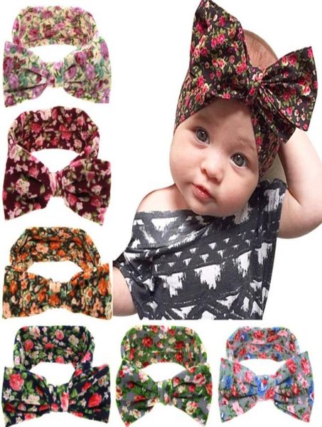 Bebê meninas bohemia headbands arcos crianças floral bowknot bandana grandes arcos faixas de cabeça para crianças recém-nascidas acessórios de cabelo de algodão kh4540934