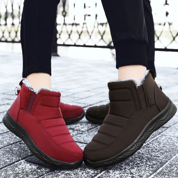 Stiefel Paare Schneestiefel Frauen neue komfortable weiche Sohle Baumwollschuhe koreanische Männer im koreanischen Stil verdickt Fleece Flats Botas de Nieve