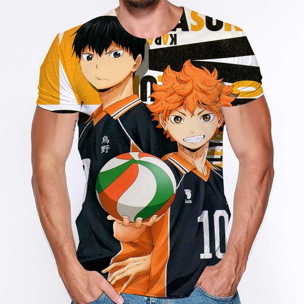 Haikyuu !! Volleyball Youth Collor Collor 3D Digital Impresso Camiseta curta As roupas de manga curta podem ser feitas no local