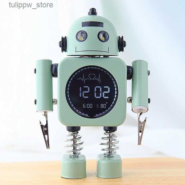 Relógios de mesa de mesa 2023 Modern Home Decor Robot Relógios de mesa Night Light 3D Luminous Big Alarm Clock Light At Dark Desk Clocks Reloj Pared Horloge L240323