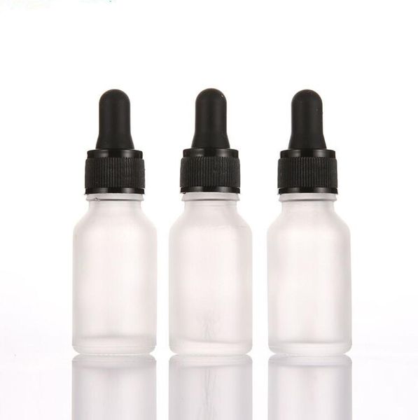 Bottiglie nere con tappo a vite da 30 ml trasparenti satinate per confezione cosmetica liquida originale con contagocce in vetro trasparente satinato parte superiore in gomma 100pie9512759