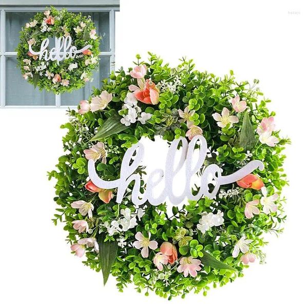 Grinalda de eucalipto para porta de flores decorativas, realista e estética para enfeites de jardim frontal, lareiras, entrada de fazenda