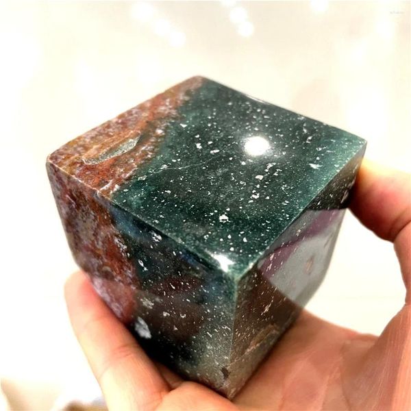 Dekoratif figürinler varış mineral ürünleri doğal kristaller küp okyanus jasper heptahedron masa süs manzara taşları reiki el sanatları