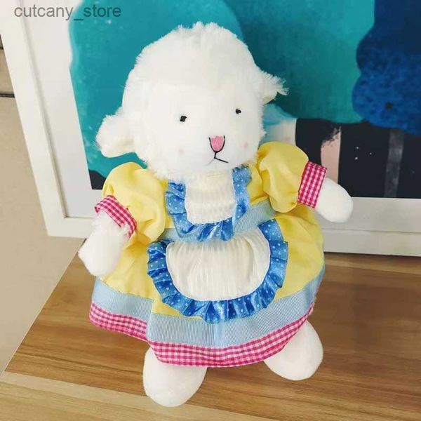 Animais de pelúcia de pelúcia 25cm bonito ovelha brinquedo de pelúcia vestir-se boneca pele de lobo cordeiro flor saia enfermeira vestida ovelha kawaii presentes de animais de pelúcia para crianças l240320