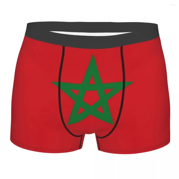 Cuecas masculinas sexy a bandeira de marrocos roupa interior marroquino patriótico boxer briefs estiramento shorts calcinha