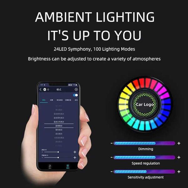 Lufterfrischer Autoluft Automobilparfüm Aromatherapielampe LED RGB Anwendungsprogrammsteuerung Intelligente Umgebungsmusik 24323