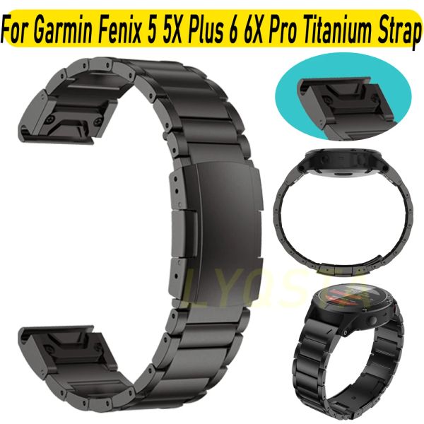 Aksesuarlar Yeni 22/26mm daha hafif sert titanyum alaşım kayış Garmin Fenix ​​7 7x 6 5x artı 945 D2 Bravo QuickFit Metal İzleme Bantları