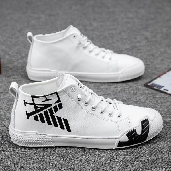 Stiefel Topvivi Männer Schuhe Leder Marke 2021 Mode High Top Sneakers Männer bequem Sportschuhe Männer vulkanisieren Schuhe weiß