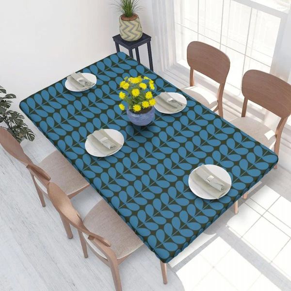 Toalha de mesa clássica estampa de haste sólida Kingfisher azul e jade profundo toalha de mesa retangular à prova d'água 4 pés Orla Kiely cobre