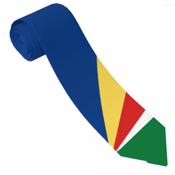 Papillon Bandiera delle Seychelles Emblema Cravatta a righe Collo grafico Colletto elegante Abbigliamento quotidiano per adulti Accessori per cravatte da festa