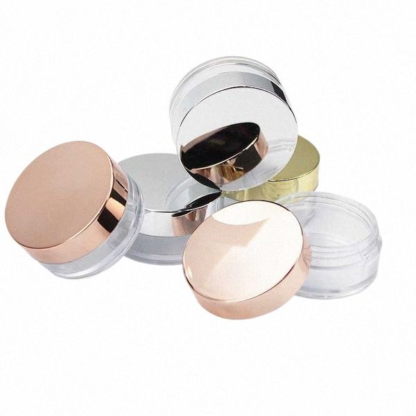 50 pz 3g trucco vaso cosmetico contenitore vuoto con coperchio in oro rosa piccola bottiglia di plastica per ombretto crema balsamo per labbra Ctainer q5vs #