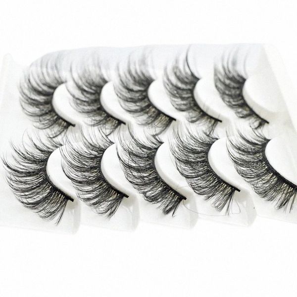 qsty 5 paia capelli visone 3D occhi finti spessi arricciati striscia completa Les Eyel Extensi Fi trucco occhi donna Z5Bh #