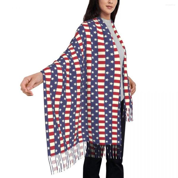 Sciarpe Sciarpa da esterno Inverno Patriottico Bandiera USA Scialle Avvolgere Stelle e strisce Designer Bufanda Lady Fashion Wraps