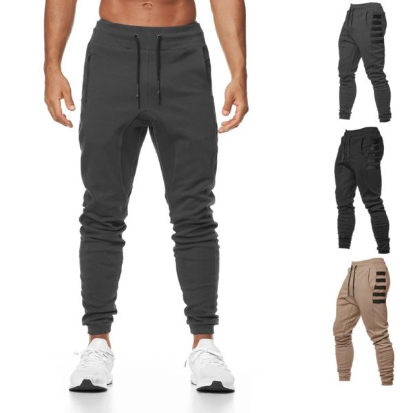 Erkek pamuk koşan pantolon gevşek hip hop joggers sokak kıyafeti şerit gri sıradan spor pantolon antrenman egzersiz fitness