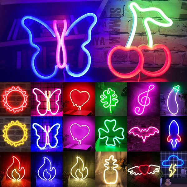 Usb/bateria led luzes de néon sinal para parede arte decoração coração gaming bar quarto decoração pendurado sinal de néon festa alienígena noite lâmpada
