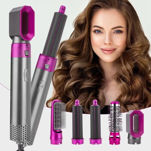 Ferros 5 em 1 profissional curling ferro secador de cabelo pente quente conjunto ar modelador de cabelo molhado seco alisamento escova ferramenta estilo de cabelo