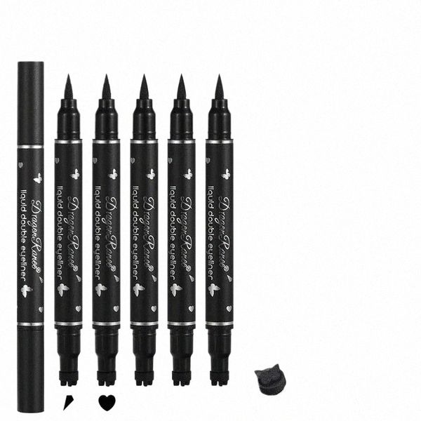 Butterfly Seal Eyeliner Pen 2 em 1 Star Mo Stamp Lg-Lasting Waterproof Black Liquid Eye Liner Pencil Eyes Maquiagem Cosméticos p889 #