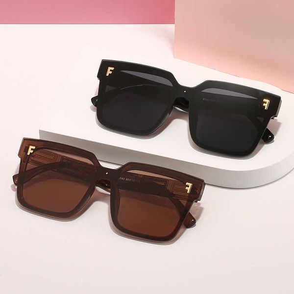 Простые и модные солнцезащитные очки в квадратной большой оправе Connected F-образной формы UV400, двухцветные универсальные солнцезащитные очки для вождения