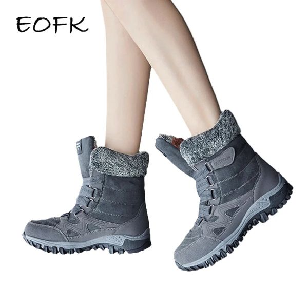 Stiefel eofk Winter Women Boots Frau Frauen mit Pelz Wildleder Leder im Freien hochtop kurze Schneeschnee Sneakers warm halten