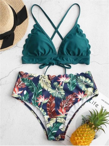 Mulheres Swimwear Biquíni Mulheres Maiô 2024 Sling Verde Gastar Biquinis Set Sexy Backless Cintura Alta 2 Peça Praia Banheira Terno Feminino