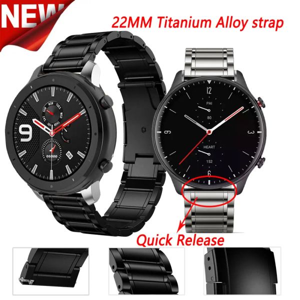 Zubehör 22 mm Armband aus Titanlegierung für Xiaomi Huami Amazfit GTR 47 mm 2E 2/2S Sportarmband Garmin Vivoactive 4 Huawei Watch 3 TicWatch Pro