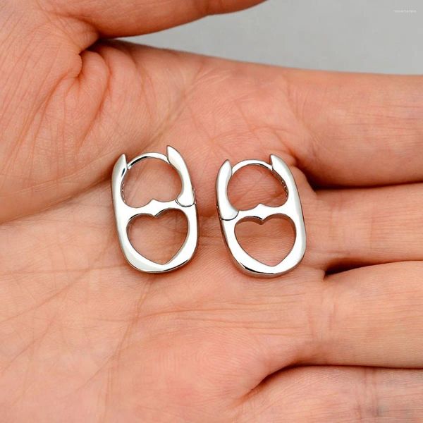 Brincos coreanos cor prata porco nariz brinco para mulheres metal geométrico oco coração design orelha fivela 2024 moda festa de casamento