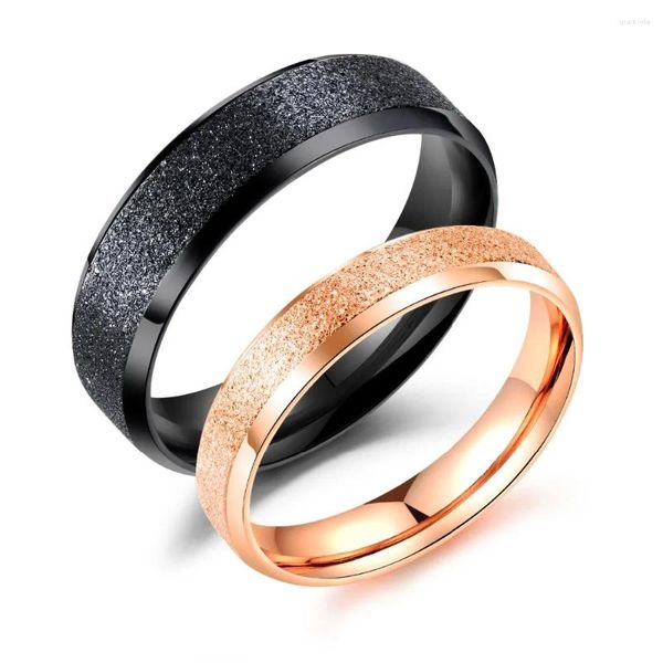С боковыми камнями романтические простые матовые обручальные кольца для влюбленных из нержавеющей стали для пар, обручальные украшения, подарок на день Святого Валентина