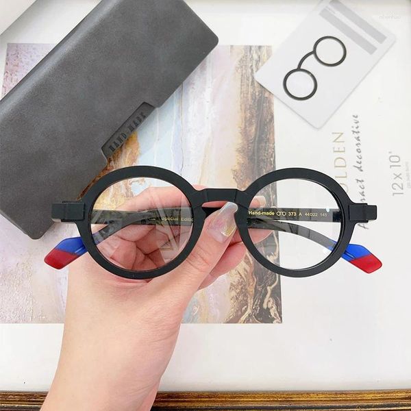Óculos de sol quadros feitos à mão de alta qualidade acetato redondo óculos quadro para homens mulheres óptica miopia designer óculos prescrição lente