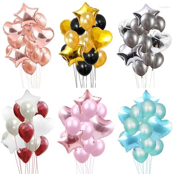 Decoração de festa estrela coração redondo metal látex balões conjunto aniversário ágata decorações adulto crianças bolas de ar hélio globos decoração de casamento brinquedo