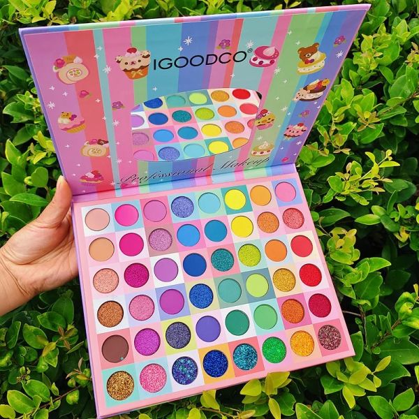 Shadow 48 colori Cartoon Cake Pattern tavolozza di ombretti opachi con specchio glitter blush ombretto pigmento prodotto per il trucco professionale