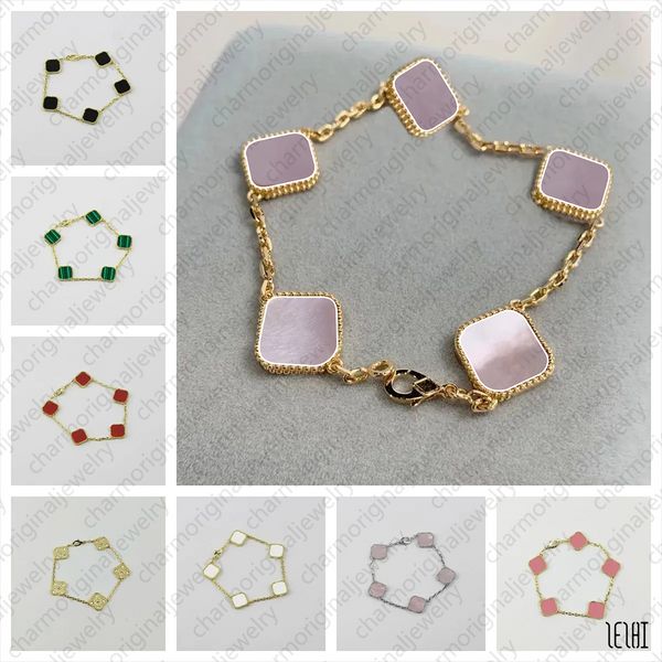 Pulseira de trevo com pingente de 4 folhas, pulseira de trevo da moda, corrente de ouro, flor, pulseira de latão, joias de trevo, joias para mulheres