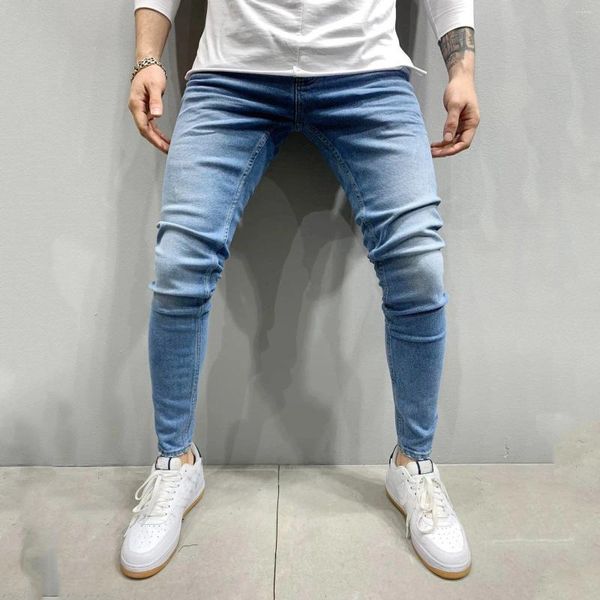 Erkekler Kotu Yüksek Kaliteli Streç Elastik Sıska Erkekler Avrupa Amerikan Klasik Katı Yıkanmış Denim Pantolon Sıradan Pantalonlar Hombre Joggers