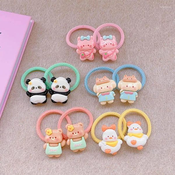 Acessórios de cabelo 2 PCS Adorável Desenhos Animados Brilhantes Panda Patinho Meninas Elásticas Princesa Crianças Bebê Headwear