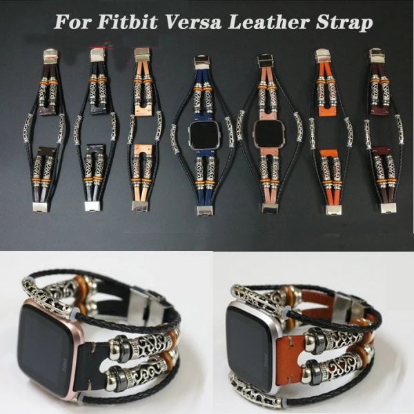 Accessori Cinturino da polso in vera pelle per Fitbit Versa 4 3 2 1/Versa Lite Bracciale sostitutivo per cinturino Fitbit Sense 2