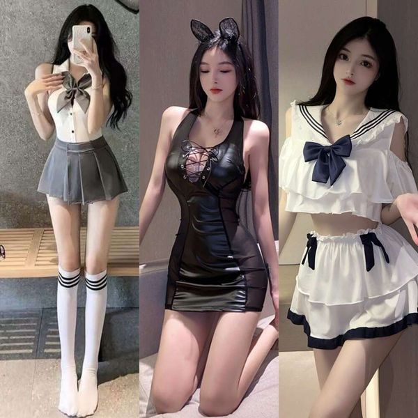 Lingerie divertente, outfit per studenti puro, uniforme segretaria del marinaio, set di gonna seducente, gonna corta del college soft da ragazza, stile JK