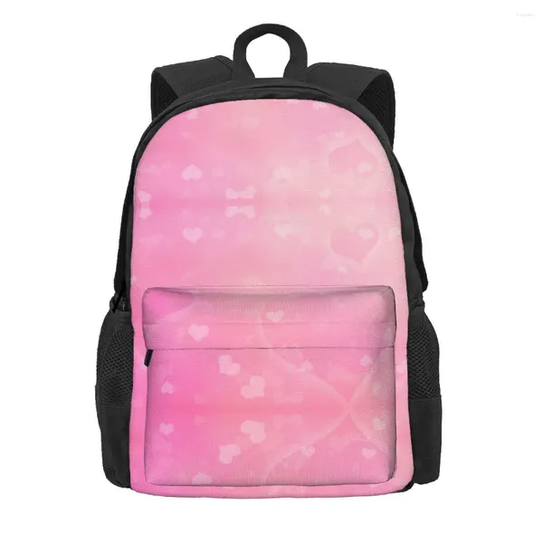 Rucksack, abstrakte geometrische rosa Herzen, Camping-Rucksäcke, Herren-Design, leichte Schultaschen, Kawaii-Rucksack