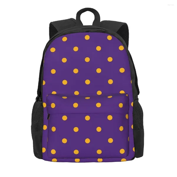 Рюкзак в золотой горошек для девочек, полиэстер, уличный стиль, рюкзаки, мягкие красивые школьные сумки, рюкзак