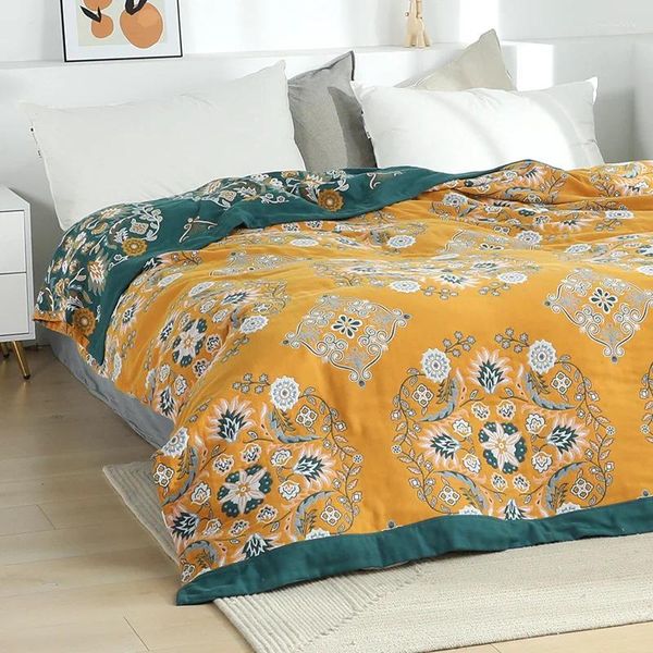 Coperte in stile nordico geometrico estivo rinfrescante in cotone copriletto scozzese morbido e traspirante coperta per aria condizionata decorazioni per la casa