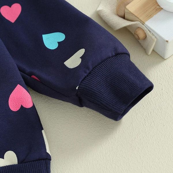 Giyim Setleri Toddler Girls Valentine S Günde Kollu Crewneck Sweatshirt Kalp Baskı Pantolon Kafa Bandı