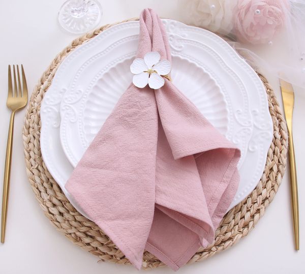 NP020E tovaglioli lavabili di alta qualità 10 pezzi lotto baby shower 40 cm 40 cm rosa polveroso verde salvia tovaglioli di stoffa di cotone e lino da sposa 240321