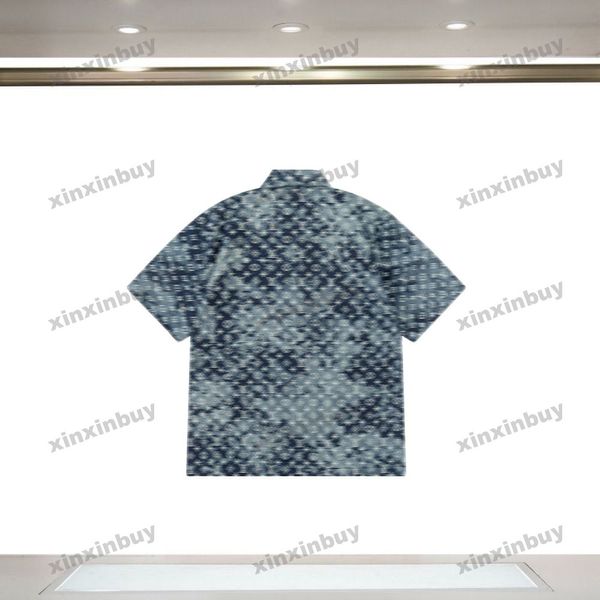 xinxinbuy Maglietta da uomo firmata Tee 2024 Italia camicie tie dye stampa di lettere manica corta in cotone donna grigio nero albicocca XS-3XL