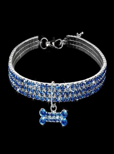 Exquisites Bling-Kristall-Hundehalsband, Diamant-Welpen-Haustier, glänzend, voller Strass-Halsband, Halsbänder für Haustiere, kleine Hunde, Zubehör 9553181