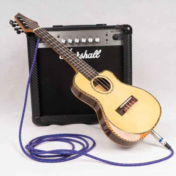 Chitarra Ukulele Concerto 24 pollici Cutaway Top Solido Elettrico Acustico Corpo Sottile Chitarra 4 Corde Ukelele Acacia Abete Rosso Palissandro Deadwood