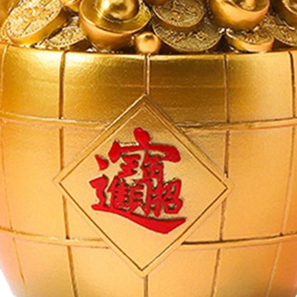 Vasos resina piggy bank dinheiro saco forma estatueta para decorações de casa 11x13cm bênção vermelha